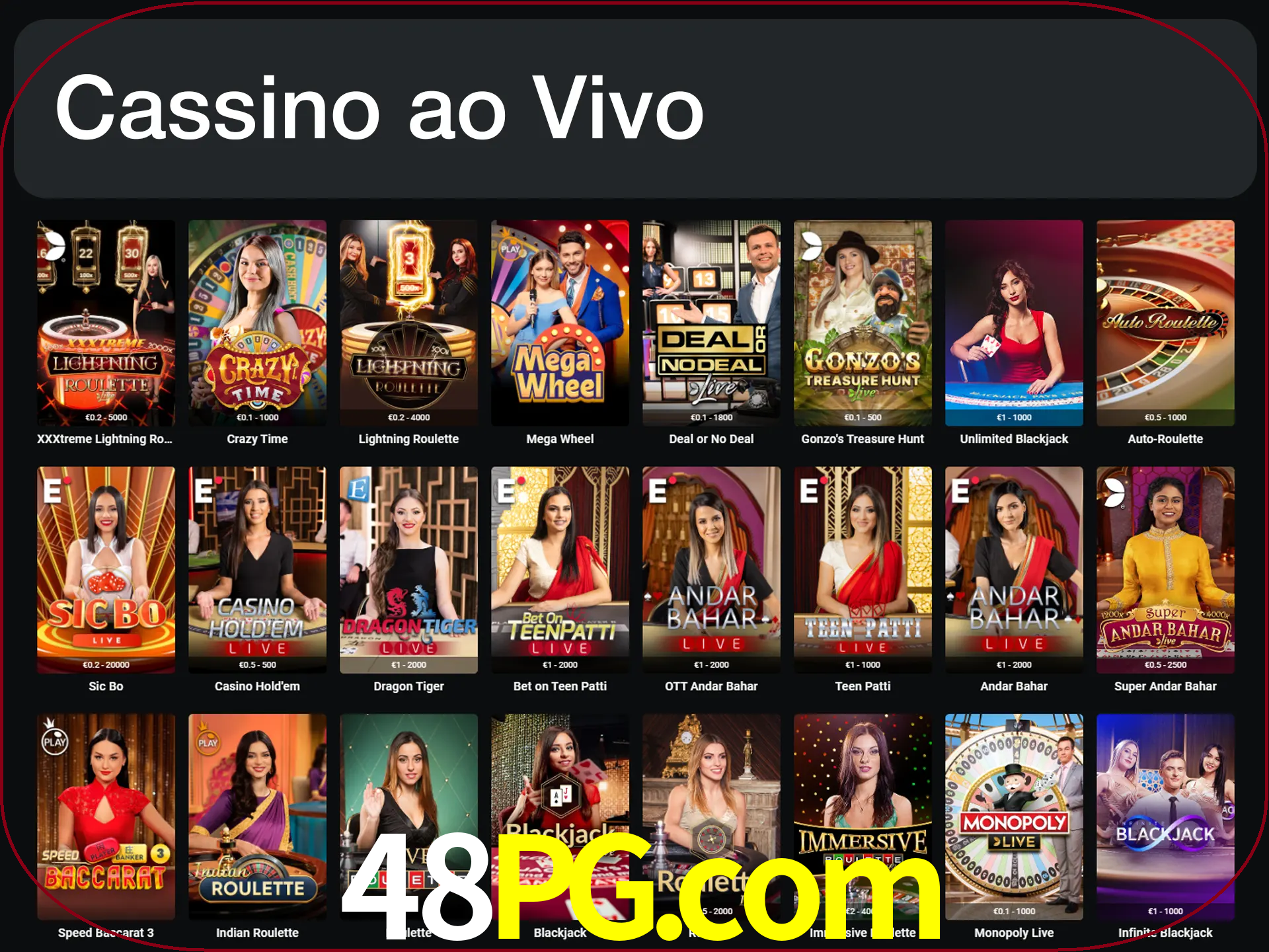 Jogue jogos de cassino com um verdadeiro dealer.