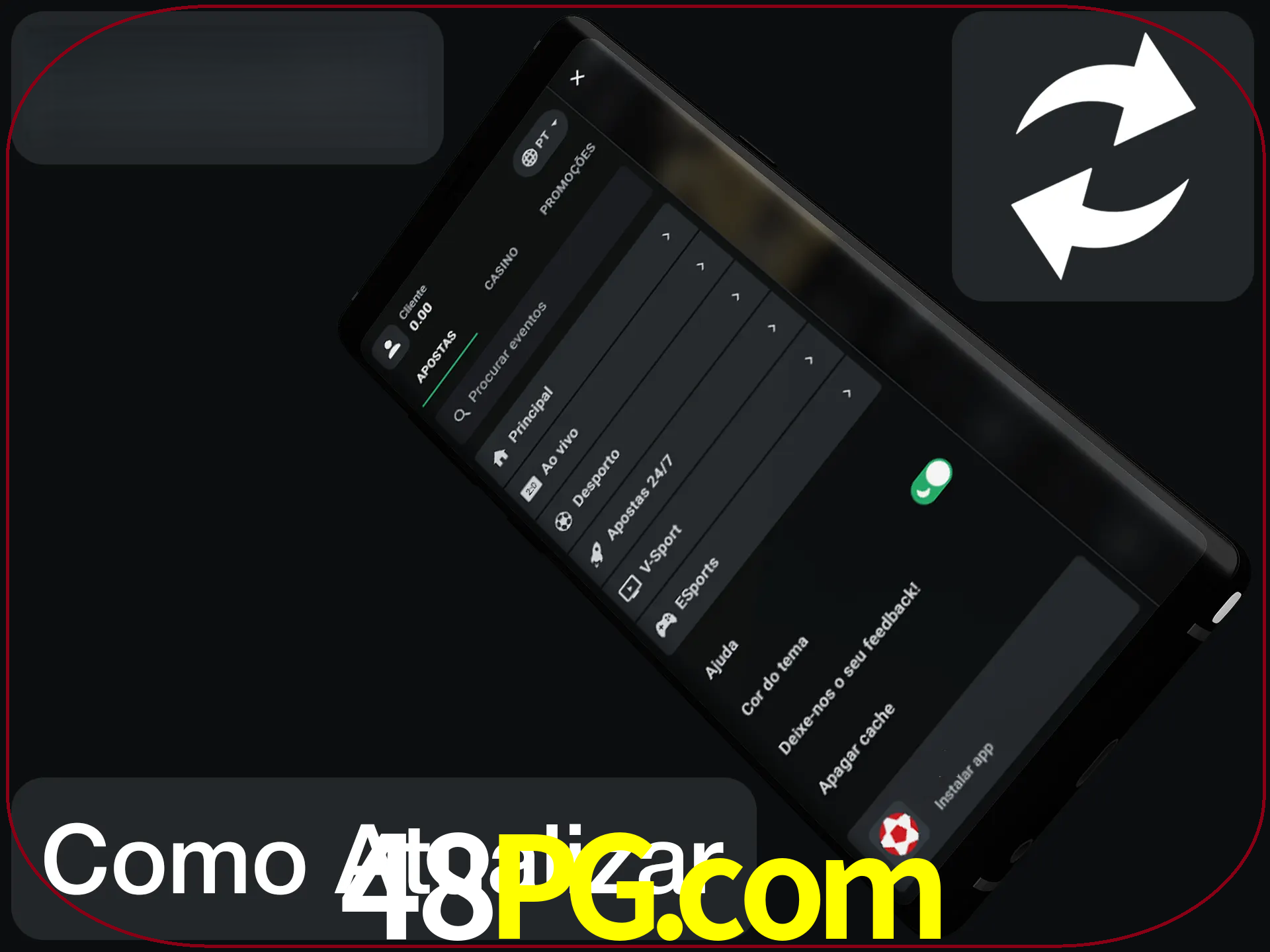 O aplicativo é atualizado automaticamente quando você faz o login.