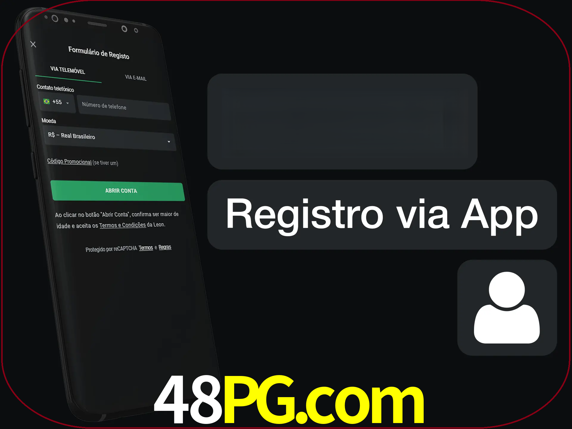Registre-se com duas etapas usando o aplicativo.