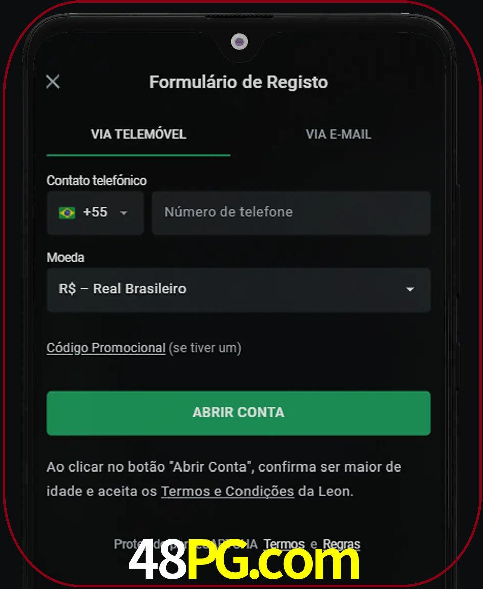 Abra o aplicativo e inicie o processo de registro.