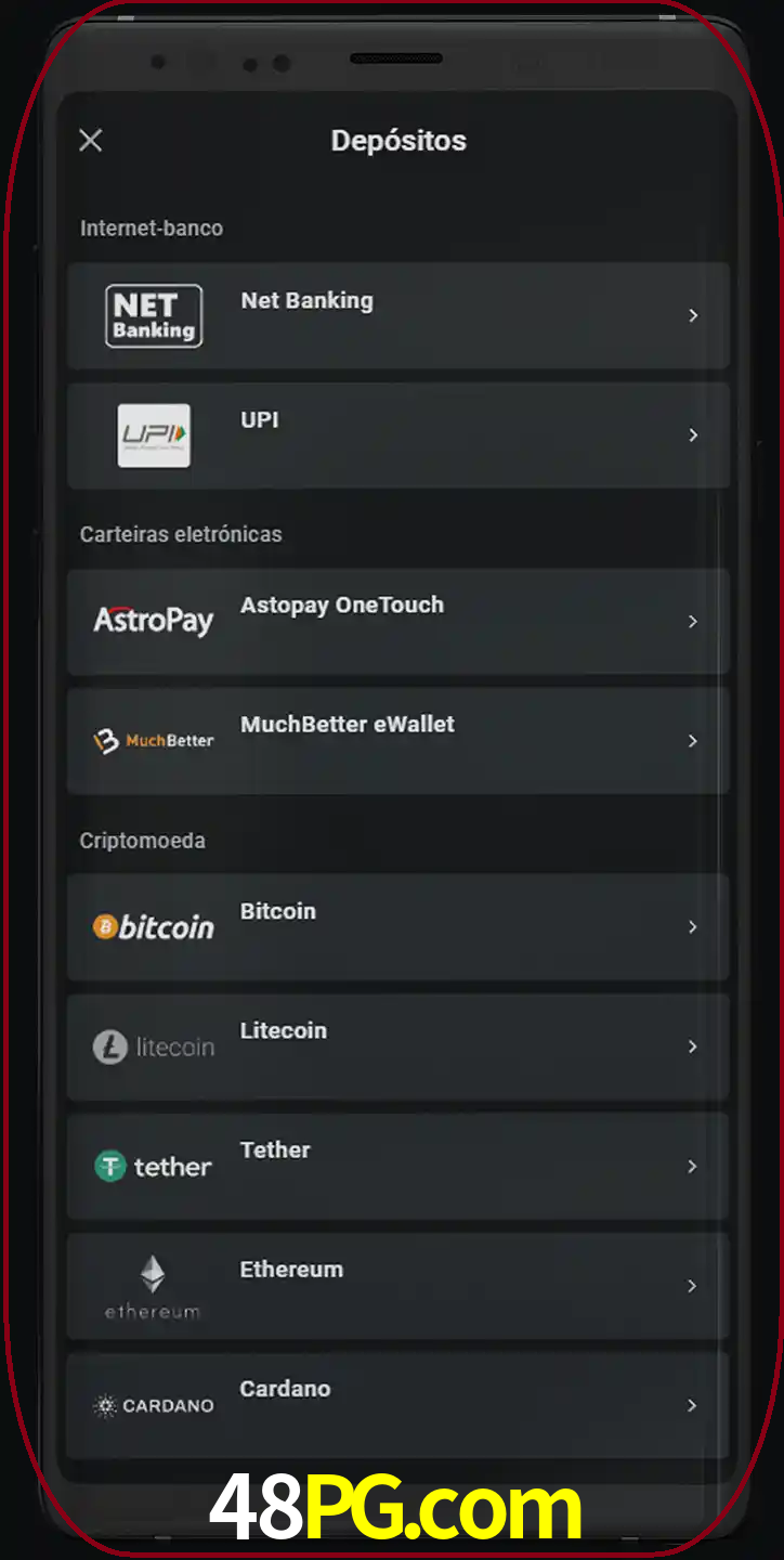 Você pode usar métodos alternativos de depósito.